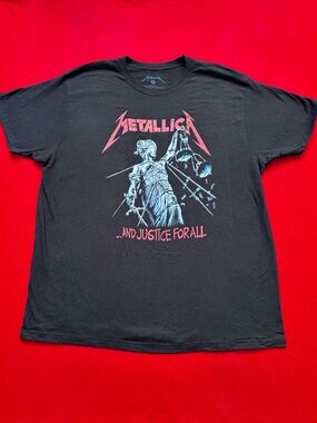 Metallica Band Tee And Justice For All Black Graphic Shirt Size 2XL